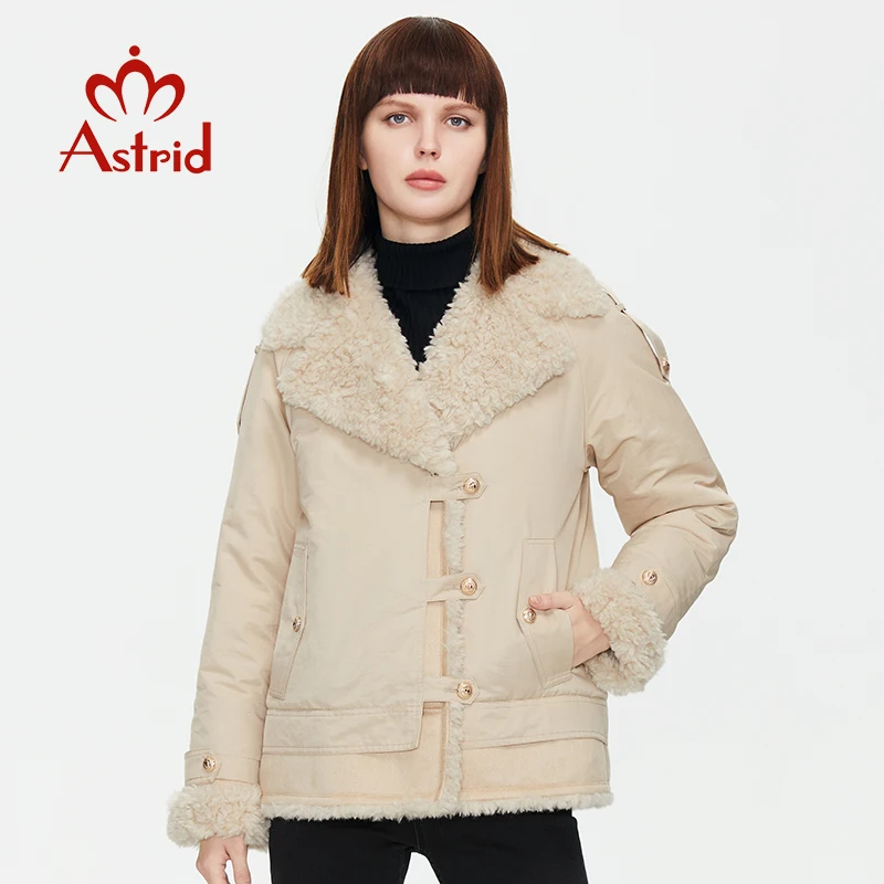 Astrid 2022 Women\'s autumn winter jacket woman female parkas Plush Overcoat padded coats with Fur cute warm Outerwear