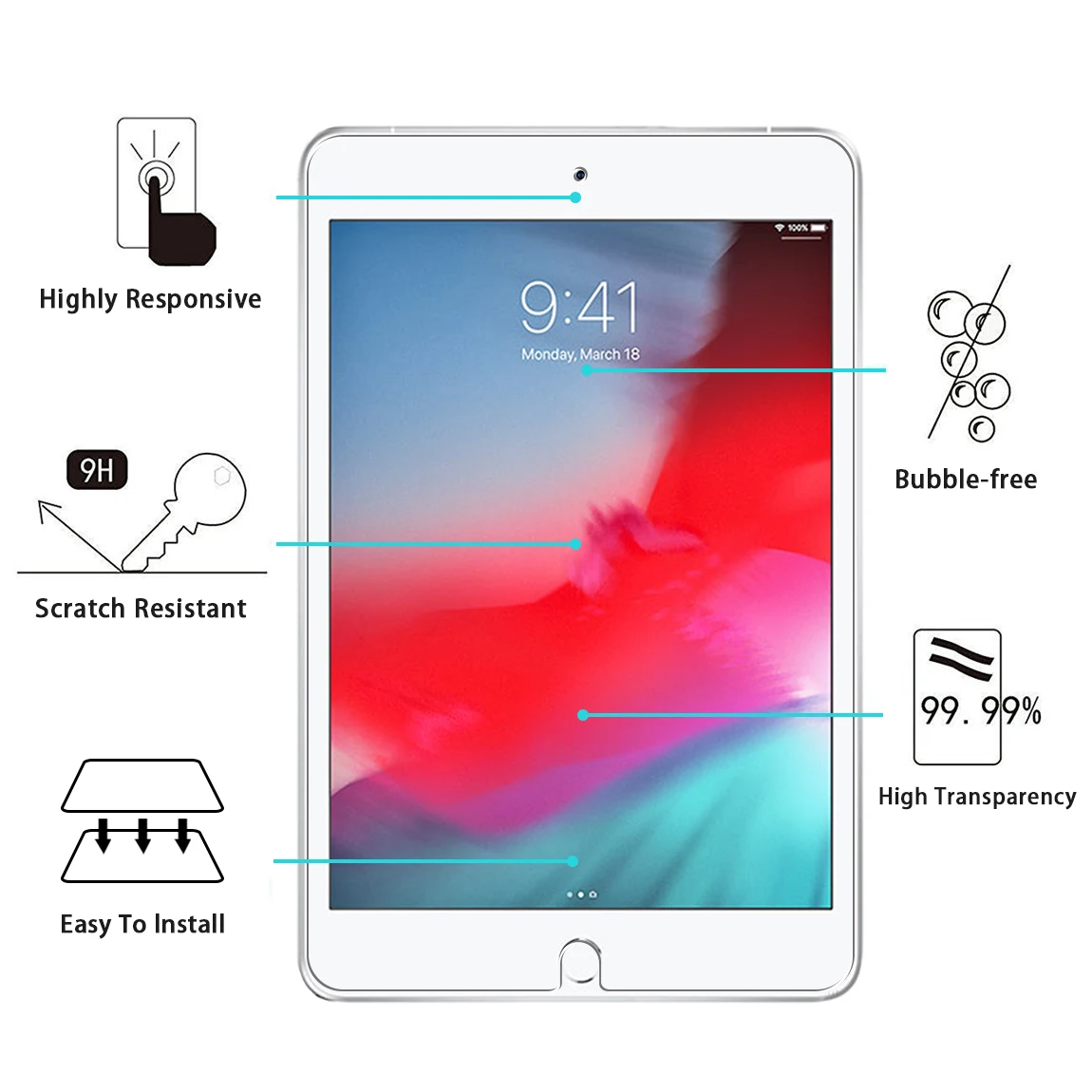 for iPad mini 6 Screen Protector, Tablet Protective Film Anti-Scratch Tempered Glass for iPad mini 6
