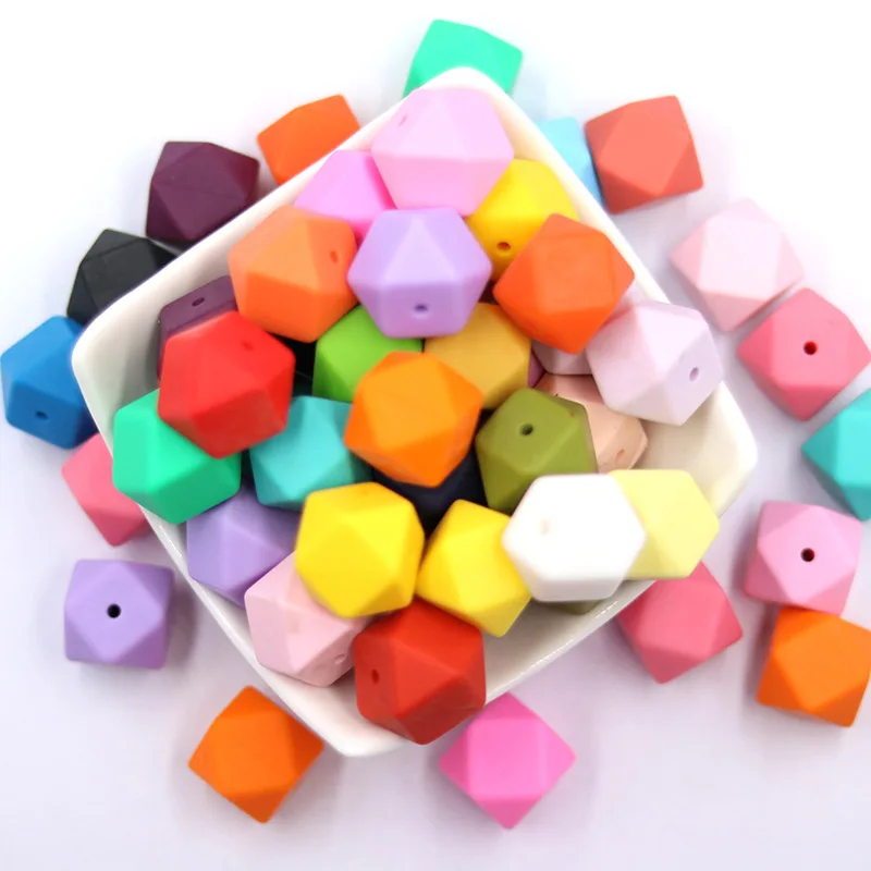 10pcs 14mm Hexagon Silicone Beads Baby Teether BPA Free DIY Necklace Pacifier Chain Baby Teething Care Infant Toy