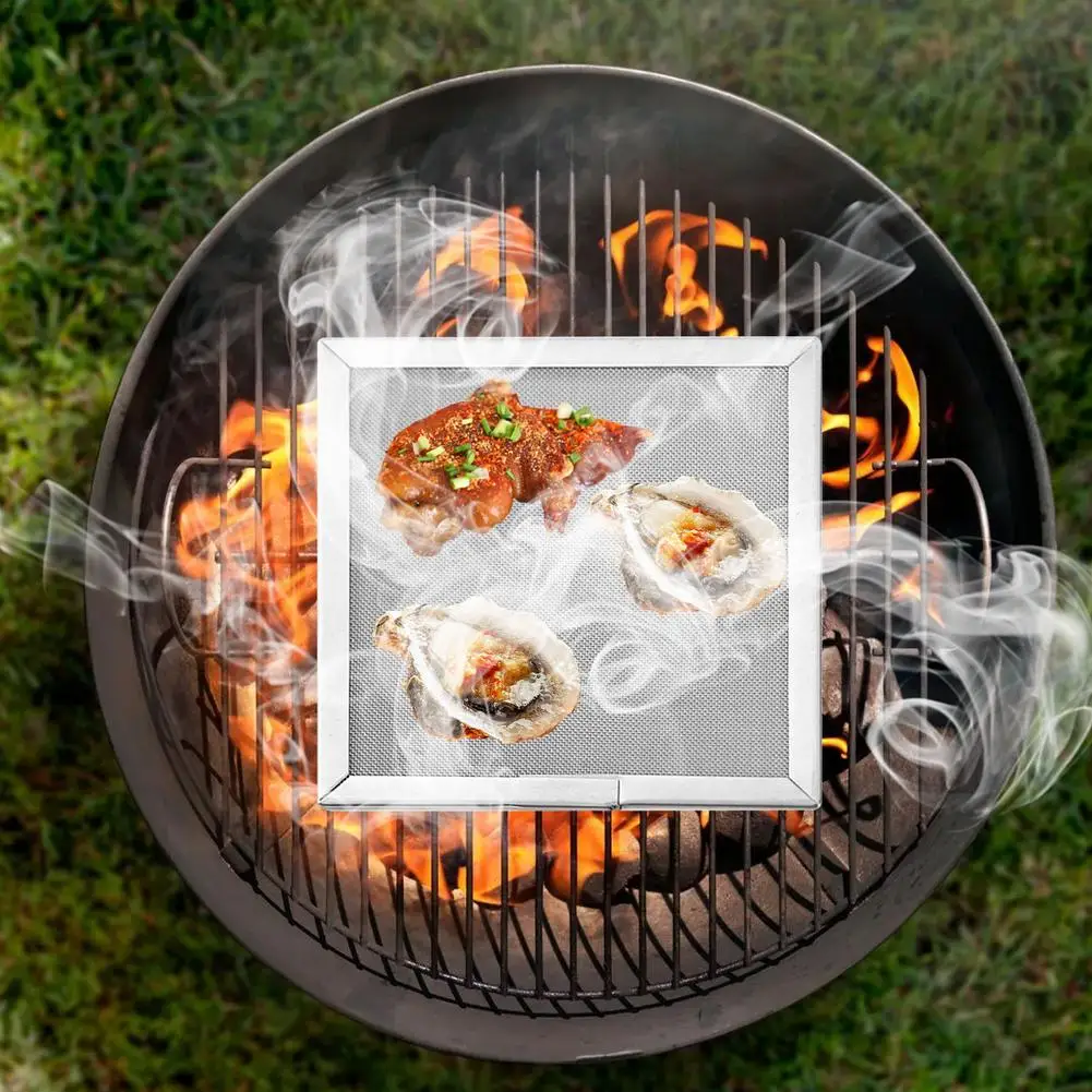 Camping Barbecue Net Stainless Steel Square Barbecue Mesh Grill Net Charcoal BBQ Net For Outdoor BBQ Party Accessories