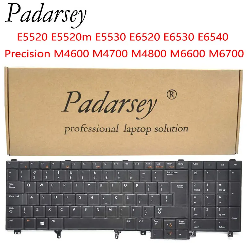 Padarsey Replacement Keyboard Without Pointer Compatible with Dell Latitude E5520 E5520m E5530 E6520 E6530 E6540 Precision M4600