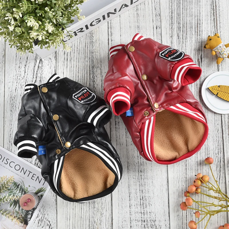 Waterproof Leather Dog Jacket Winter Puppy Costume With Fur Warm Clothing For Pet Animal Cat Chihuahua Yorkshire French Bulldog