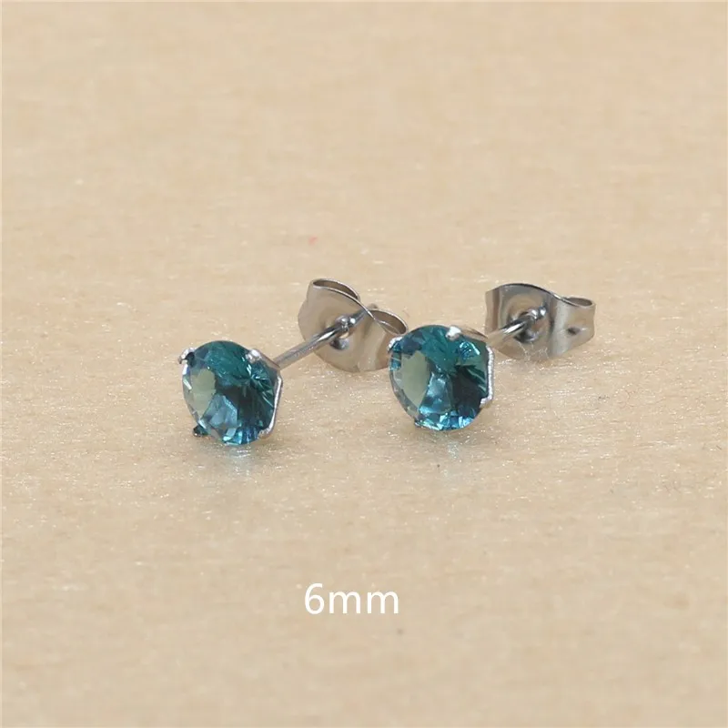 Ohrstecker aus blauem Glas, von 3 mm bis 8 mm, Edelstahl, echt vergoldet, verblasst nicht leicht, allergiefrei – Detail 14