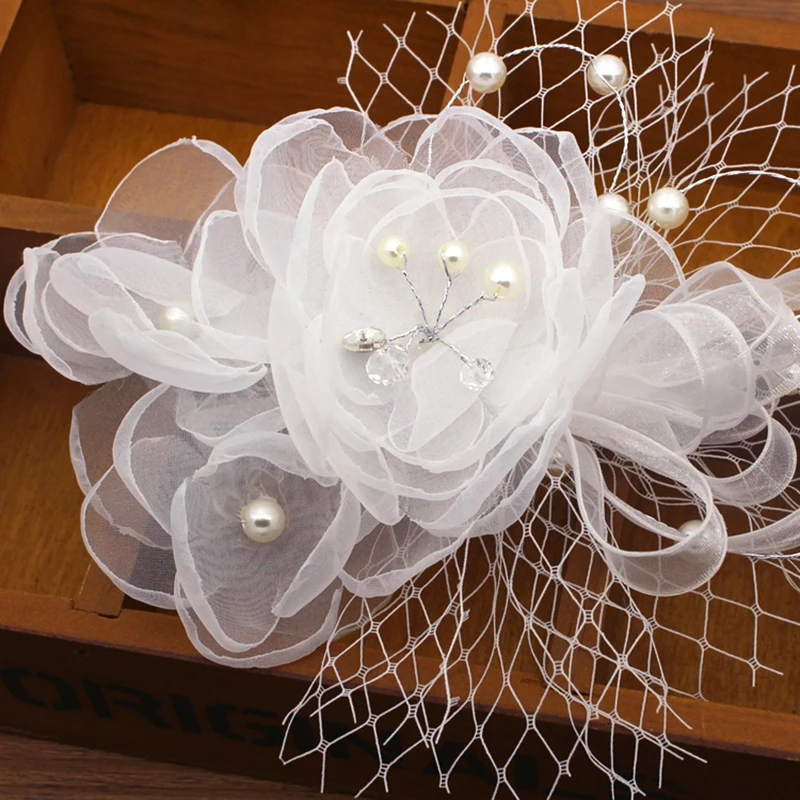 White Bride Pearl  Headpiece hair accessories accessoires mariage flower hair comb  fascinator wedding comb peigne mariage