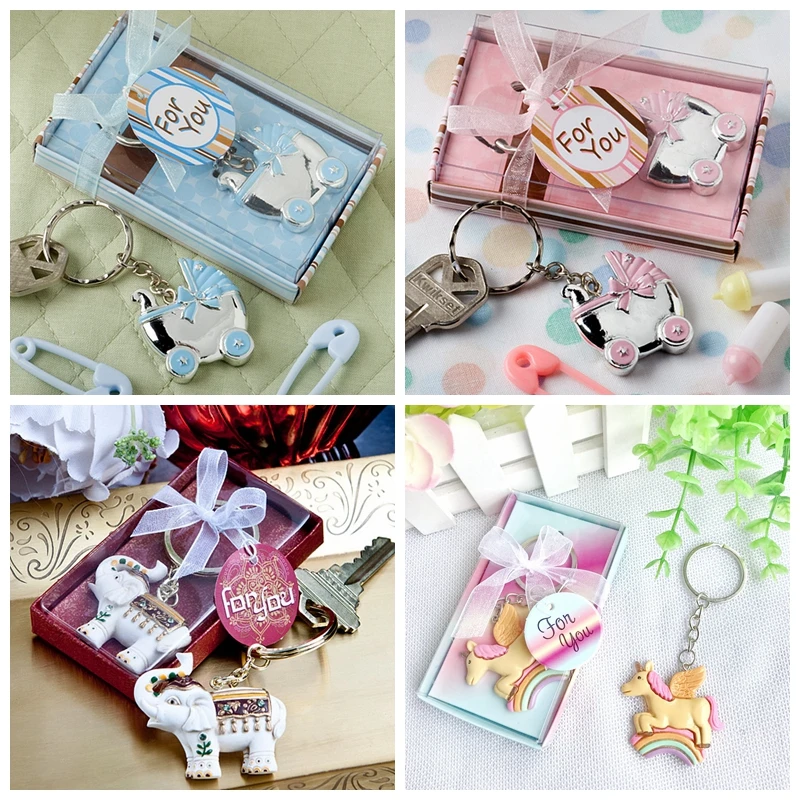 Baby Birthday Souvernir Keychain In Gift Box Newborn Christening Baptism Gift&Giveaways For Guest