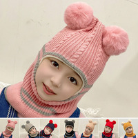 3-8 Years Old Winter Set Mask Hat Scarf for Kids Cute Winter Children Hat Mask Winter Mask Knitting for Girls Boys Mouth Mask