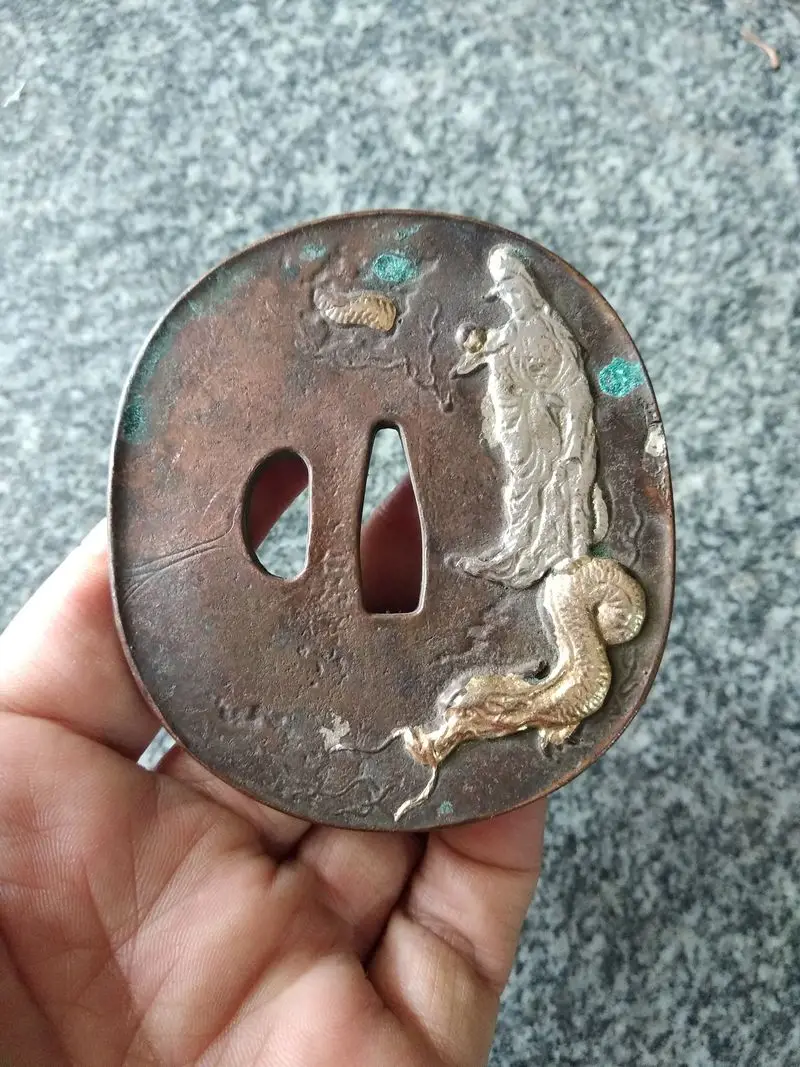 

Vintage Katana Fitting Case Tsuba Accessory For Samurai Sword Saber falchion Blade Pure Copper