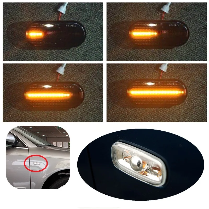 Indicador LED dinámico, luz de giro lateral, señal adecuada para Audi A3, S3, 8P, A4, S4, B6, B7, B8, A6, S6, C5, C6