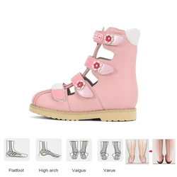 Ortoluckland Meisjes Sandalen Zomer 2024 Kid Peuter Orthopedische Schoenen Kinderen Baby Tenen Prinses Hoge Hak Schoeisel Met Bloem