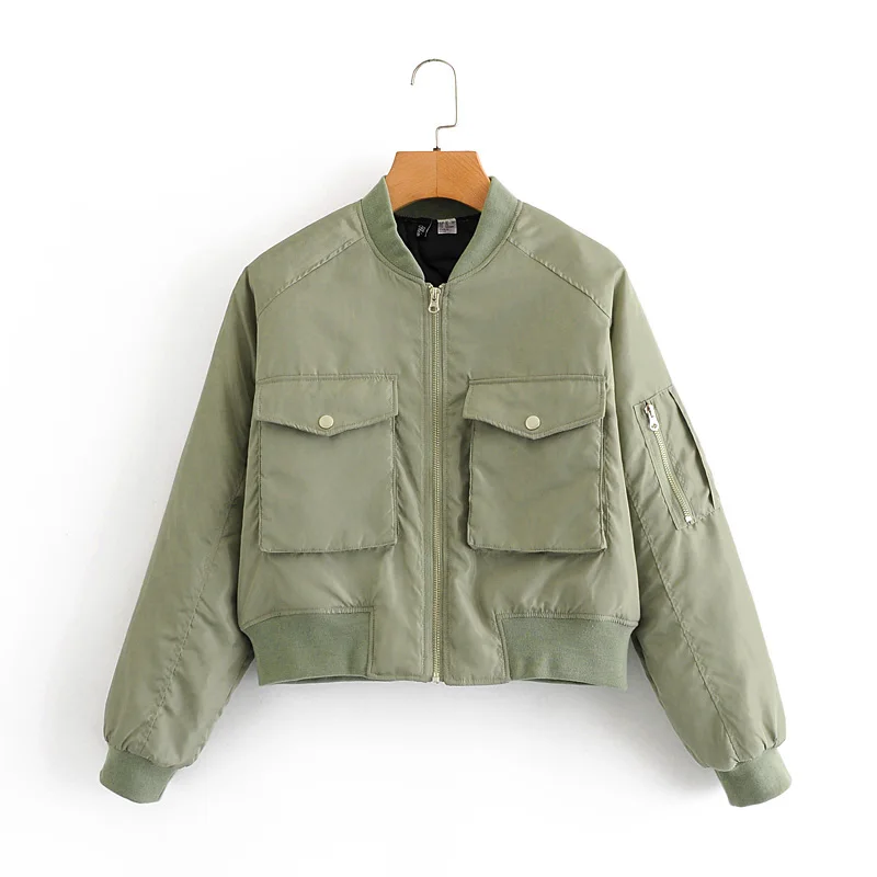 

Fashion Casual Women Quilting Quilted Jacket Coat Women's Bomber Jackets Ladies Clothing Military wind Style Short Jacket Fall