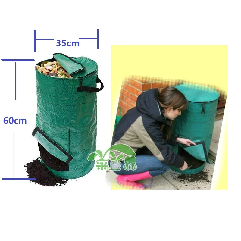 Bigger Size Green 35x60cm/43x80cm Probiotics Bags Kitchen Compost Bags Melons Leaves Homemade Organic Plastic Fertilizer Bag