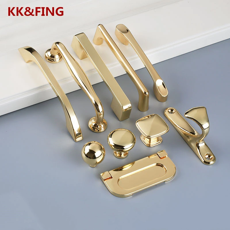 KK&FING Luxury Bright Gold Knobs And Handles Kitchen Cabinet Door Pulls Drawer Pulls Wardrobe Handle kitchen Drawer Handles