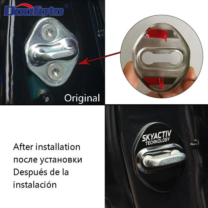 4pcs Door Lock Protection Cover For Mazda 2 3 6 CX3 CX-5 CX5 CX 5 CX9 CX30 MX5 SKYACTIV logo Car styling Accessories