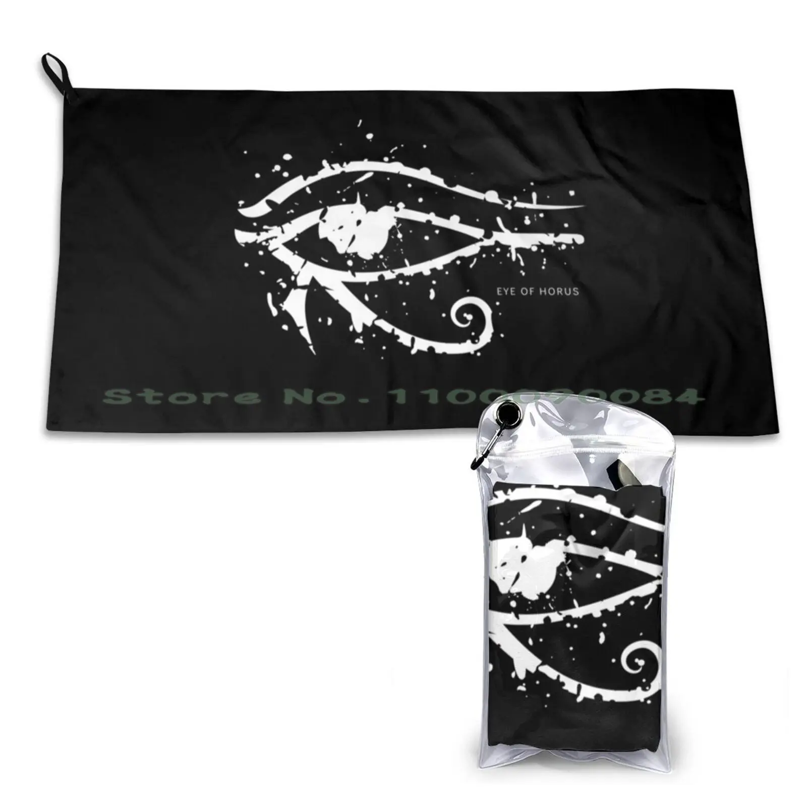 Eye Of Horus Quick Dry Towel Gym Sports Bath Portable Chibi Iguro Obanai Demon Kimetsu No Yaiba Fanart Anime Cute Stripes Black