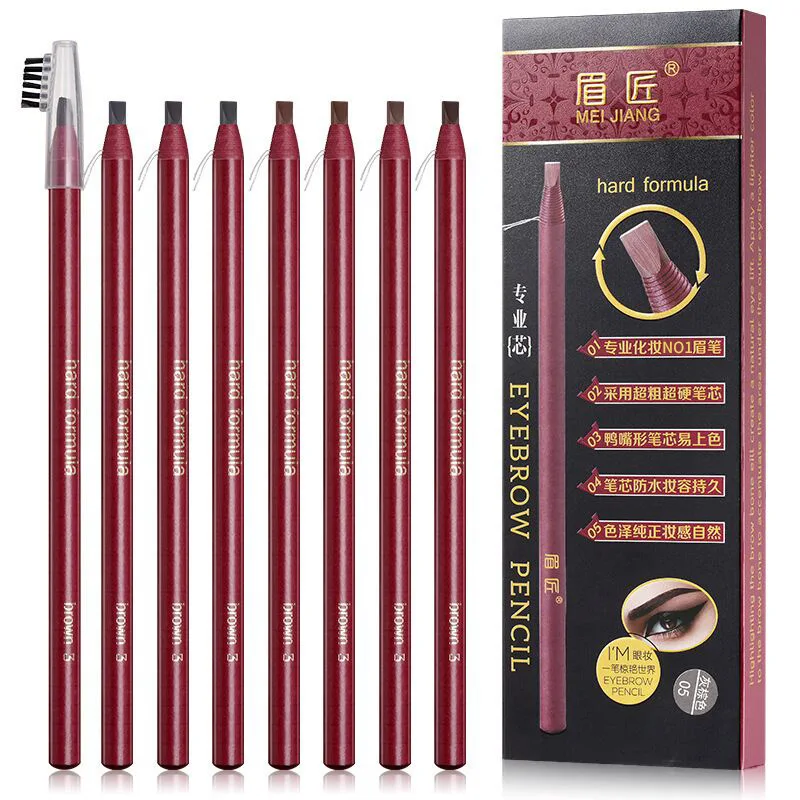 Crayon à sourcils de marque chinoise pour femmes, haute qualité, professionnel, cosmétiques, noir, marron, stylo de tatouage, vente en gros, 12 pièces