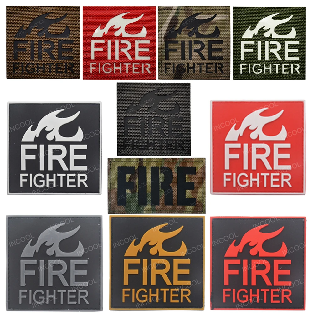 Reflective Glow in Dark Fire Fighter Patch Rescue Hook Back Patches Medic FIREFIGHTER PVC Patch For Clothing Backpack