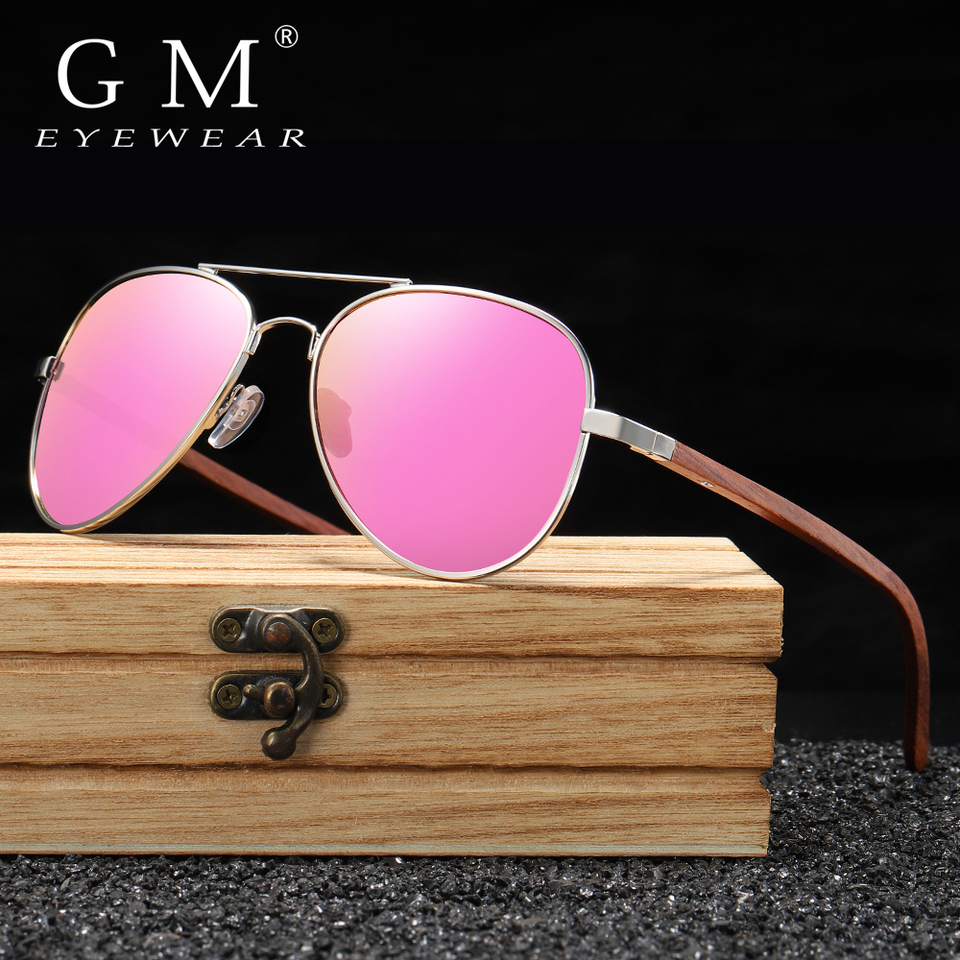  GM Brand Designer Sun Glasses for Women Red Wood Leg With Metal Frame Sunglasses Men Women Wooden Sunglass Gift carton S2801 