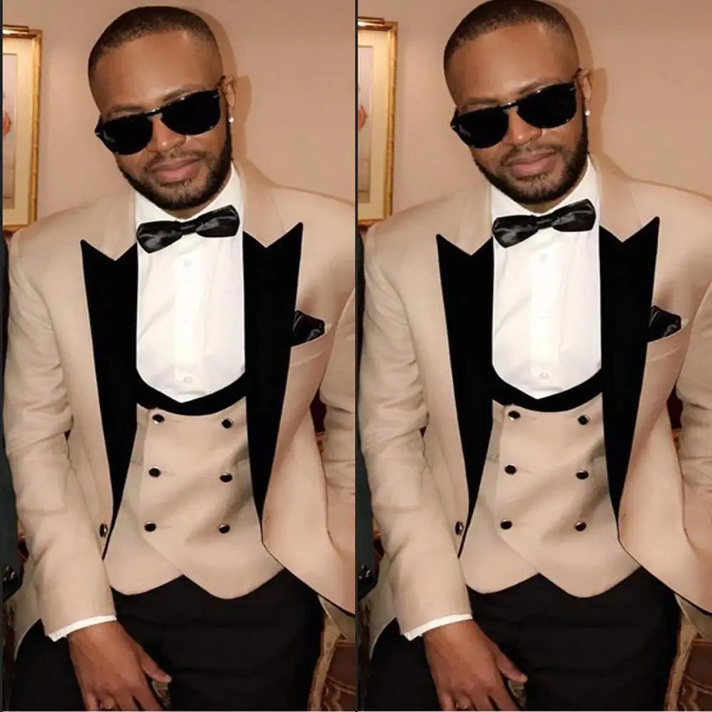 

Latest Coat Pant Design 2021 Fashion Formal Groom Party Dress Tuxedo 3 Piece Set Blazer Slim Fit Men Clothing Wedding Men Suit