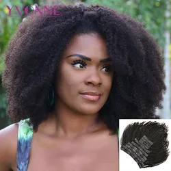 YVONNE 4B 4C Kinky Coily Clip In Human Hair Extensions Full Head 32 Clips 10 Pieces/Set Brazilian Virgin Hair Natural Color