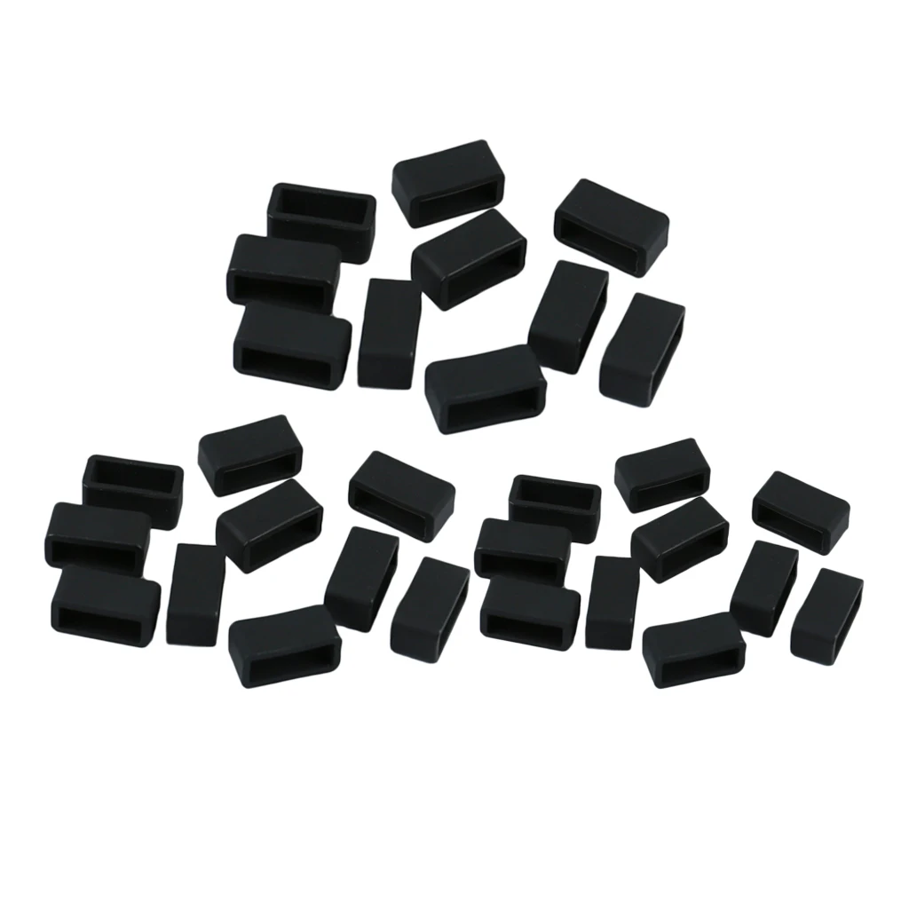 10x Silicone Black Rubber Replacement Watch Straps Bands Keeper Holder Retainer Loops 18mm 20mm 22mm