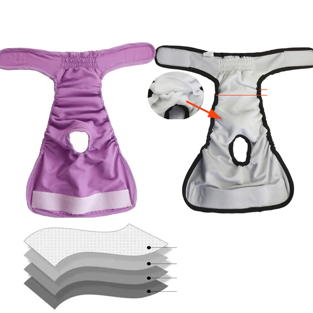 Reusable Washable Dog Diapers Adjustable Wraps Sanitary Pants Pets Durable Doggie Super-Absorbent Underwear Shorts