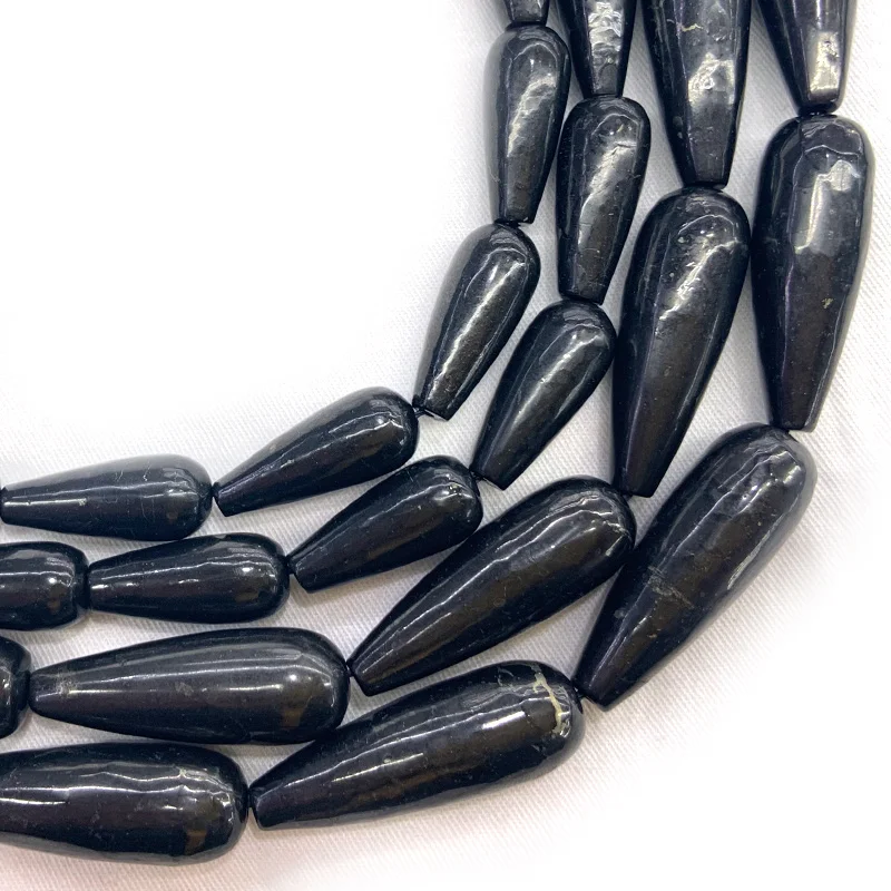 Natural Black Shungite Stone Beads 15'' Drop DIY Loose Beads For Jewelry Making Beads For Men Women Necklace Bracelet Earring