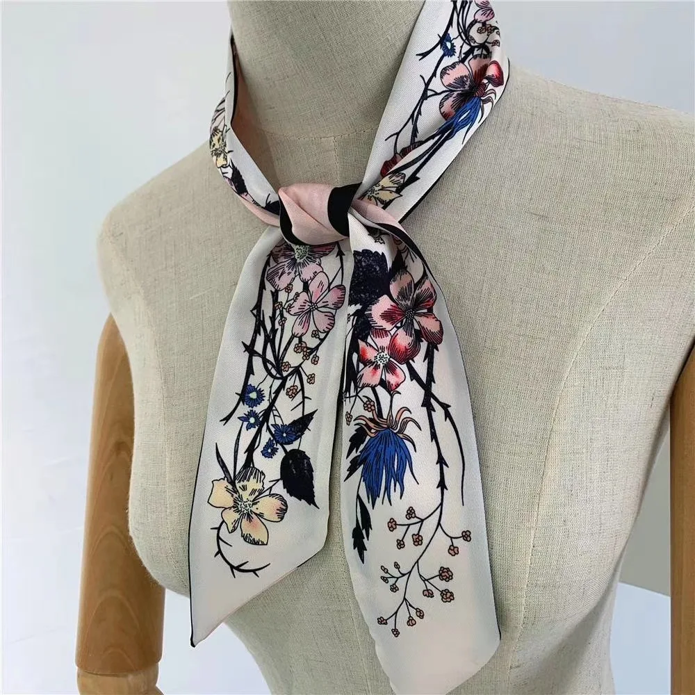 Small silk scarf ribbon women's Square Scarf versatile tie decoration Korean scarf shirt hair ribbon thin strip shirt