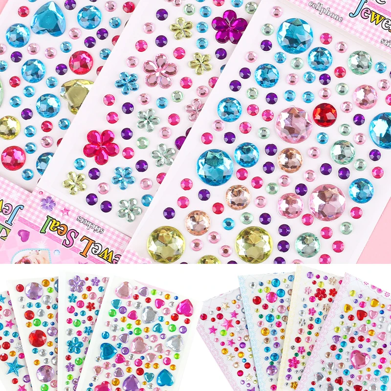 3D Gem Stickers Self Adhesive Jewel Crafts Sparkly Rhinestone Stickers Crystal Sticker for Kids DIY Decorations