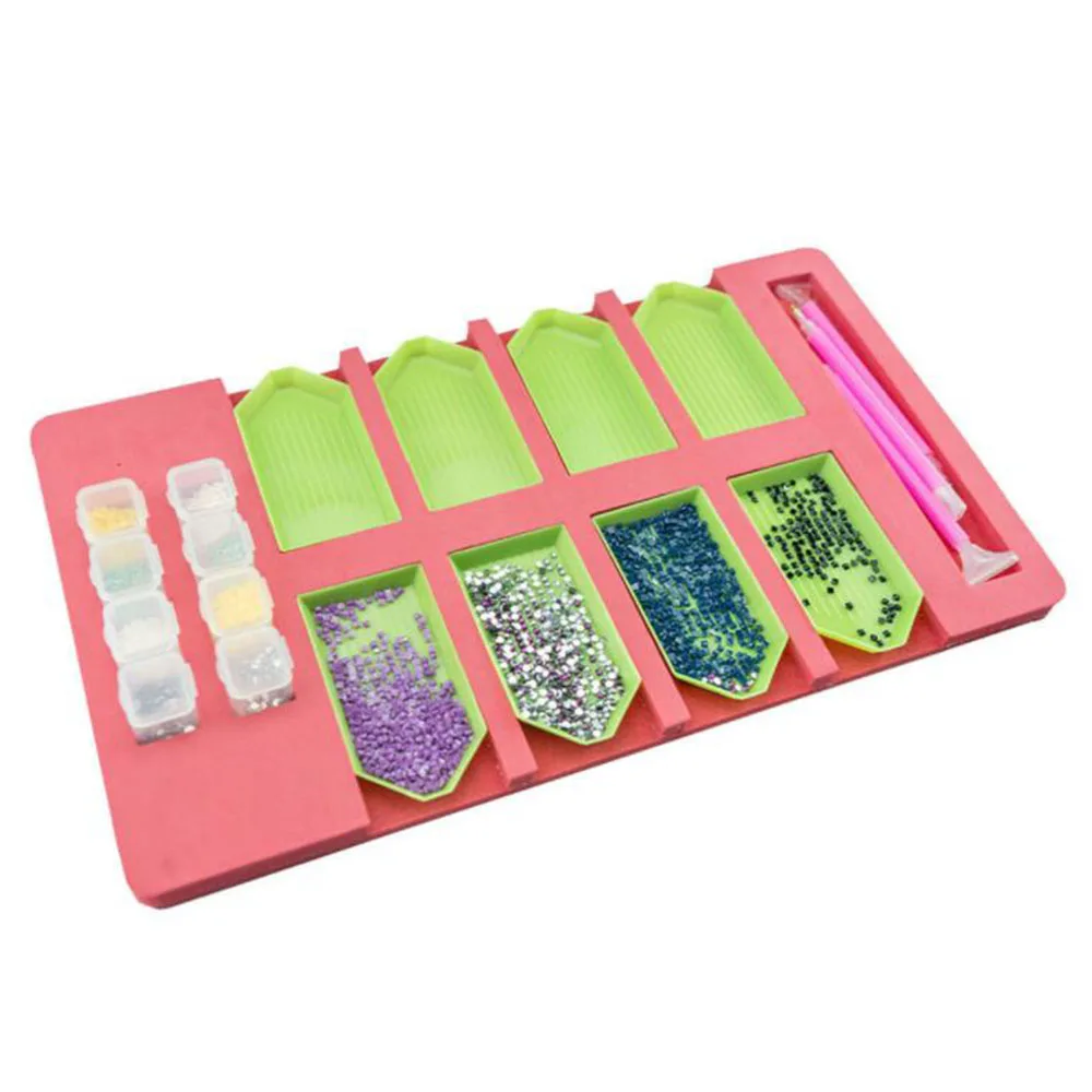 

8 Grid Diamond Painting Foam Pink Tool Container Diamond Embroidery Tray Organizer Holder Accessory Mosaic Practical Gift