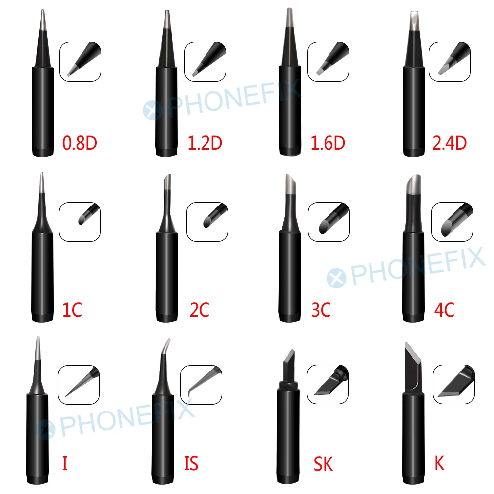 12 kinds 900M-T copper soldering iron tip Solder tip For 936 soldering station 907 handle soldering iron