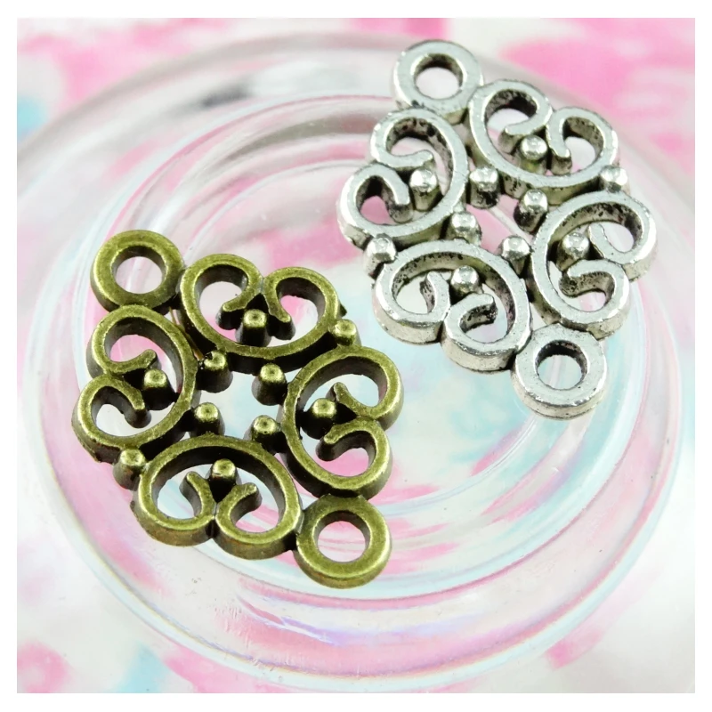 

100pcs/lot 13.5*19.8MM Antique Bronze Flower Connect charm Pendants DIY jewelry for bracelet necklace earring