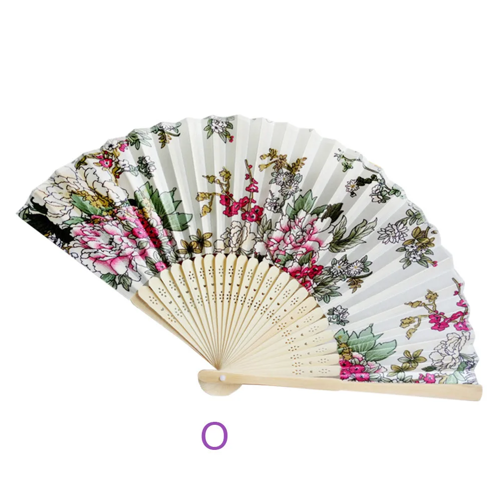 Traditional Chinese Vintage Bamboo Folding Hand Held Flower Fan Chinese Dance Party Pocket Gifts for Wedding Hand Fans Decor