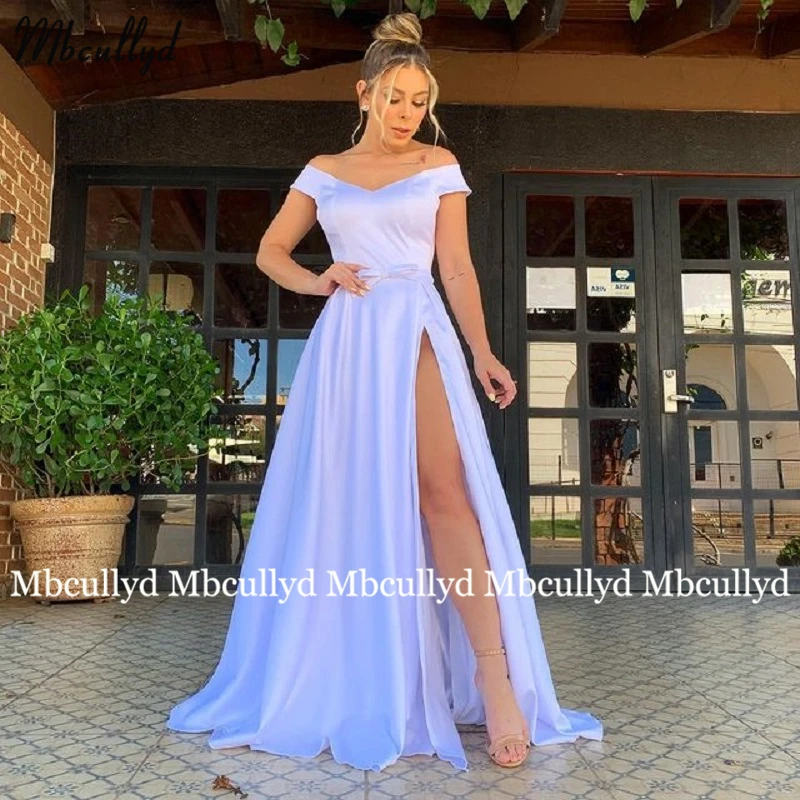 Evening Dresses  Long Dress Off the Shoulder Short Sleeve Split Sweep Train Romantic Prom Gown Formal Party Women Wear