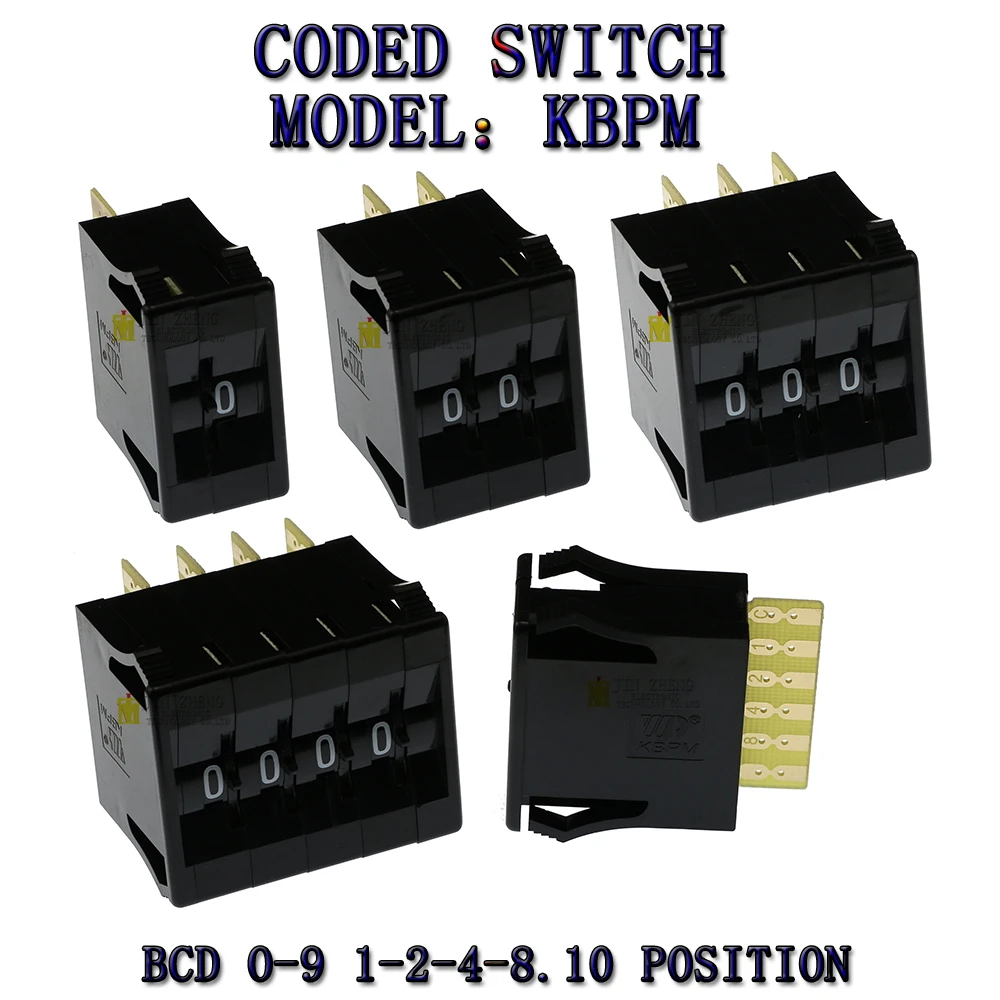 KBPM  BCD Code Binary Output  Switches/ThumbwheelSwitches 8421C 0-9C Gold Plated terminal block 0-9 Digits Decimal Code Black