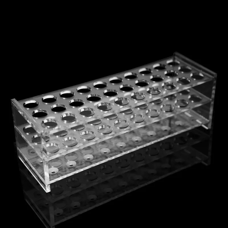 

Plexiglass Test Tube Stand 15.5 mm * 50-Holes Rectangle Transparent Organic Glass Test Tube Rack Cocktail Frame