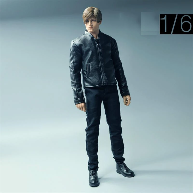 Hot Sales 1/6th Fashion Slim Leather Jacket Coat Tops For 12 inch Soldier Doll Collective