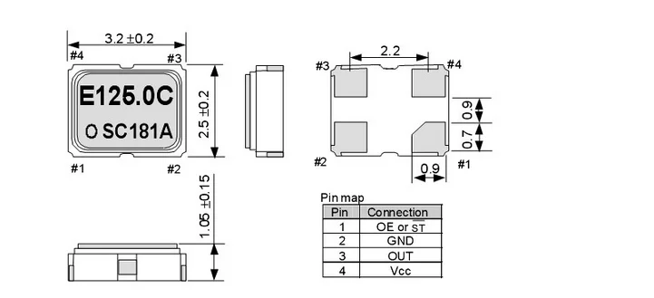 50PCS/ Active SMD crystal OSC 3225 3.2*2.5 50M 50.000MHZ 50M SMD 3.3V 5V