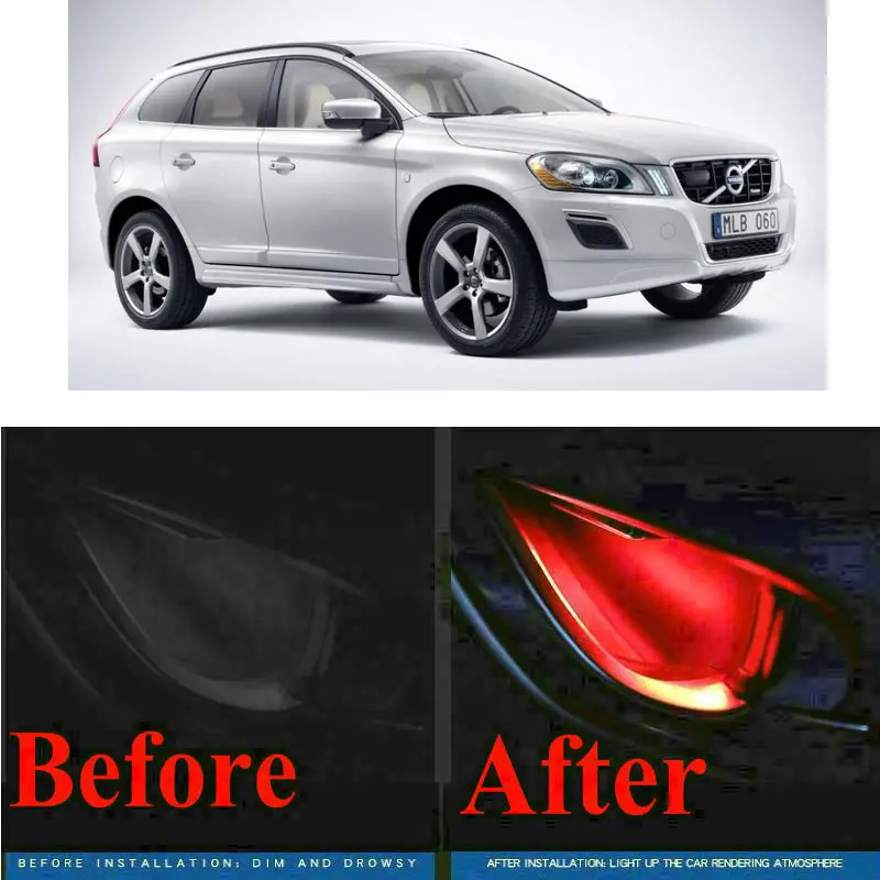 

4pc CF style stickers on cars interior inside door handle atmosphere lamp for volvo xc60 s80 xc90 s60 v70 C30 C70 S40 S60 S80