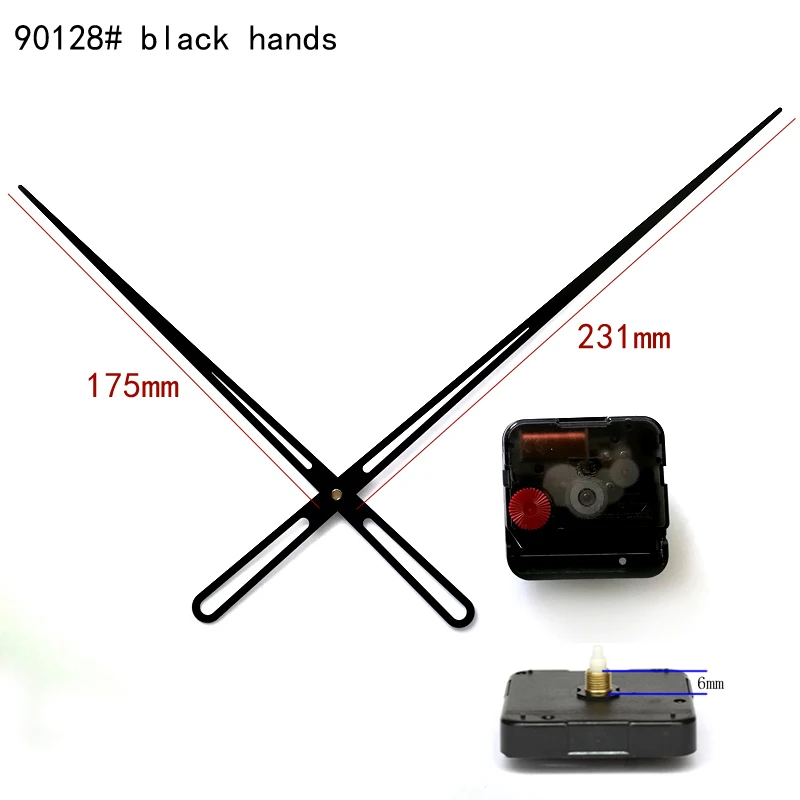 12888 Round Hole High Torque Sweep 6mm Screw Axis Wall Clock Quartz Movement Large Accessory With 90128 Black Hands DIY Kits