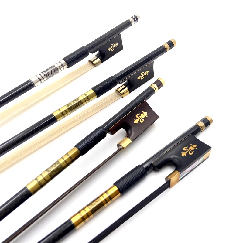 1pcs New light black Grid plaid carbon Fiber Stick 4/4 violin bow Fiddle Bow,Siberia white/black horesehair horsetail