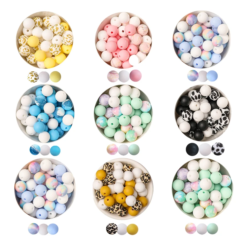 

50 Pc/lot 12mm BPA Free Silicone Round Beads DIY Baby Pacifier Chain Pendant Infant Chewable Teething Beads Baby Teether Toys