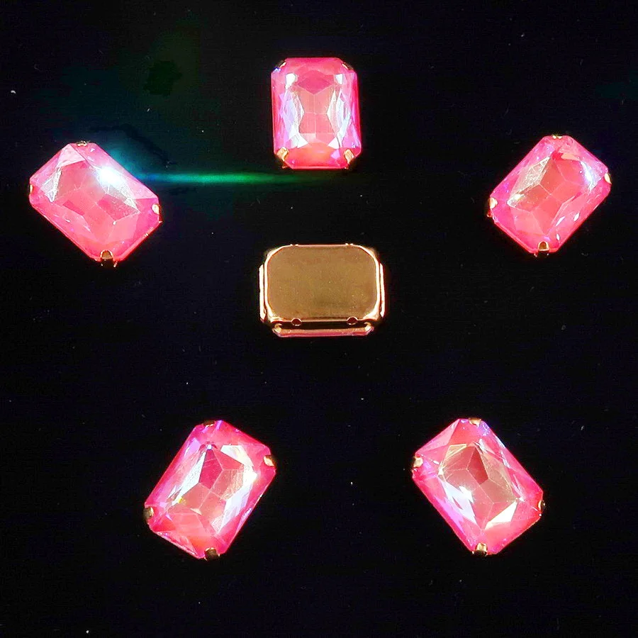 Rechteckige goldene Krallenfassungen, 20 Stück/Packung, 13 x 18 mm, Jelly Candy & AB-Farbe, Glaskristall zum Aufnähen, Strass für Hochzeitskleid, DIY – Detail 6