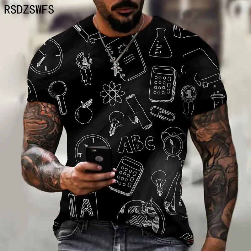 New Fashion T Short Men Streetwear O-Neck Short Sleeve Tees Colorful Geometry Male Clothes Casual Oversized Man T-Shirt Summer