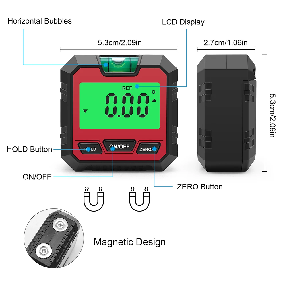 Digital Level Box Protractor Angle Finder 90 Degree Level Gauge Bevel Gauge Inclinometer Electronic Goniometer Magnet Digital