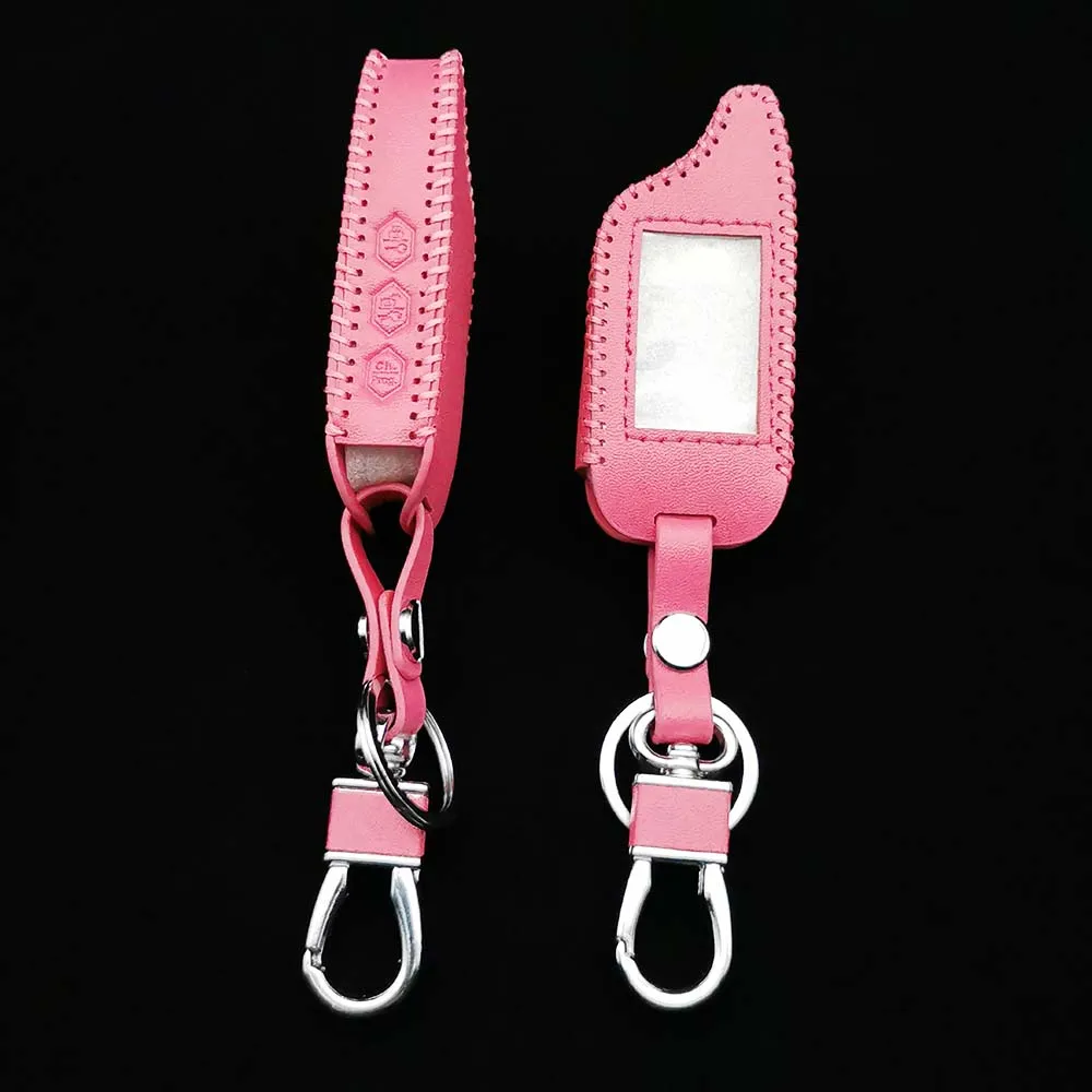 Hot Sale Pink Leather Fob Key Case For Starline B9 / B91 / B6 / B61 / A91 / A61 / V7 C9 Two-Way Car Alarm System