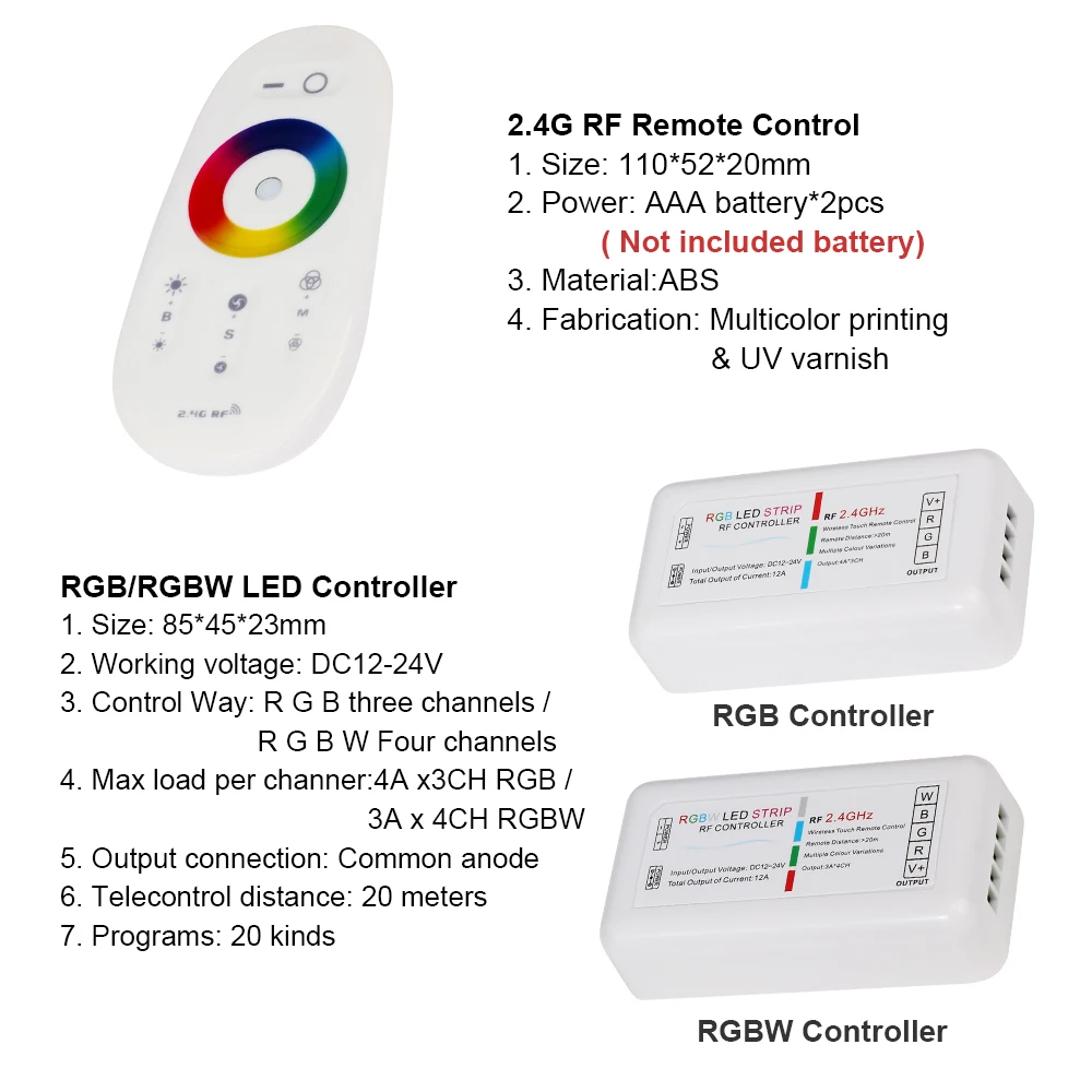 LED Strip 5050 RGB RGBW RGBWW LED Flexible Strip Tape+RF 2.4G Remote Controller +DC 12V 220V  LED Power Adapter Kit