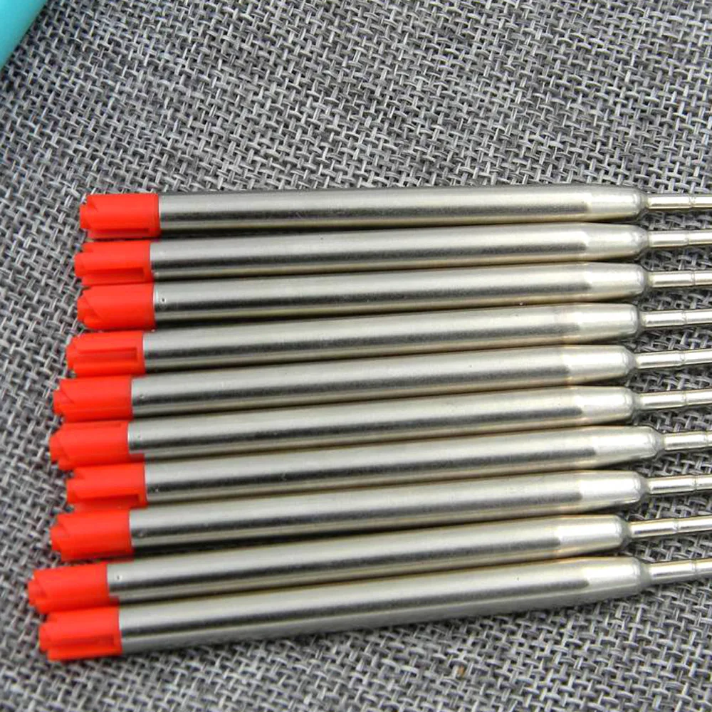 10Pc Quality RED ink refill FIT FOR metal Ballpoint Pen Refills