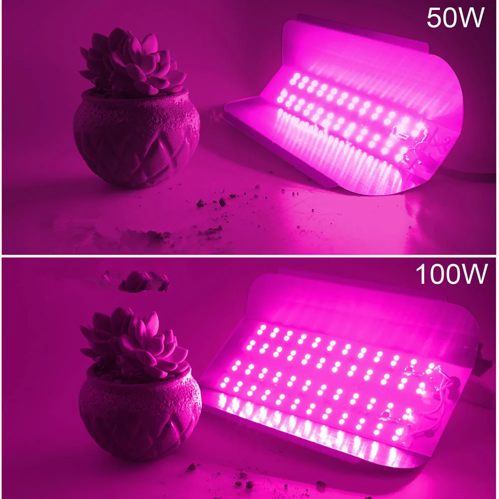 水耕栽培用LED成長ランプ,220V,110V,50W,100W,380-440nm,EUプラグ付き,温室,水耕栽培用