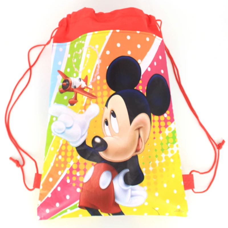 New Disney Mickey Minnie Mouse Non-woven Drawstring Backpack Gift Bag Storage Bag Kids Boy Girl favor school bags Party Supplies