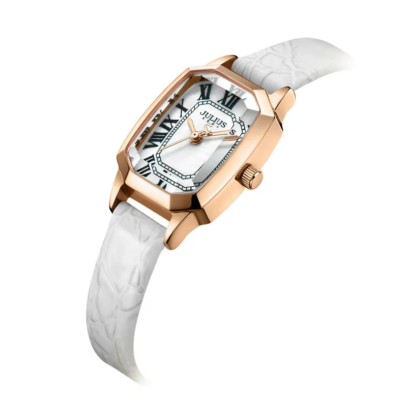 Free Steel Strap Mother-of-pearl Julius Lady Women's Watch Japan Quartz Retro Hours Bracelet Leather Girl Birthday Gift No Box